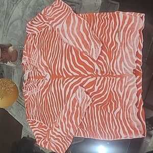 MICHAEL KORS WOMEN'S V NECK ZEBRA PRINT SWEATER MEDIUM
